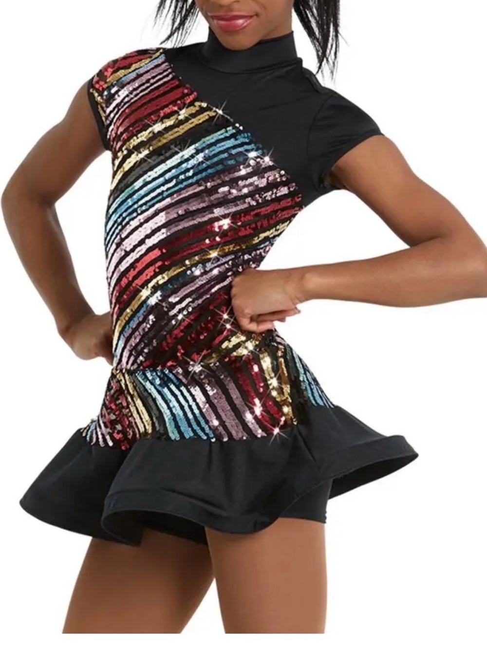 Weissman “Paparazzi” Multicolor Sequin Striped Dance Costume - XLC